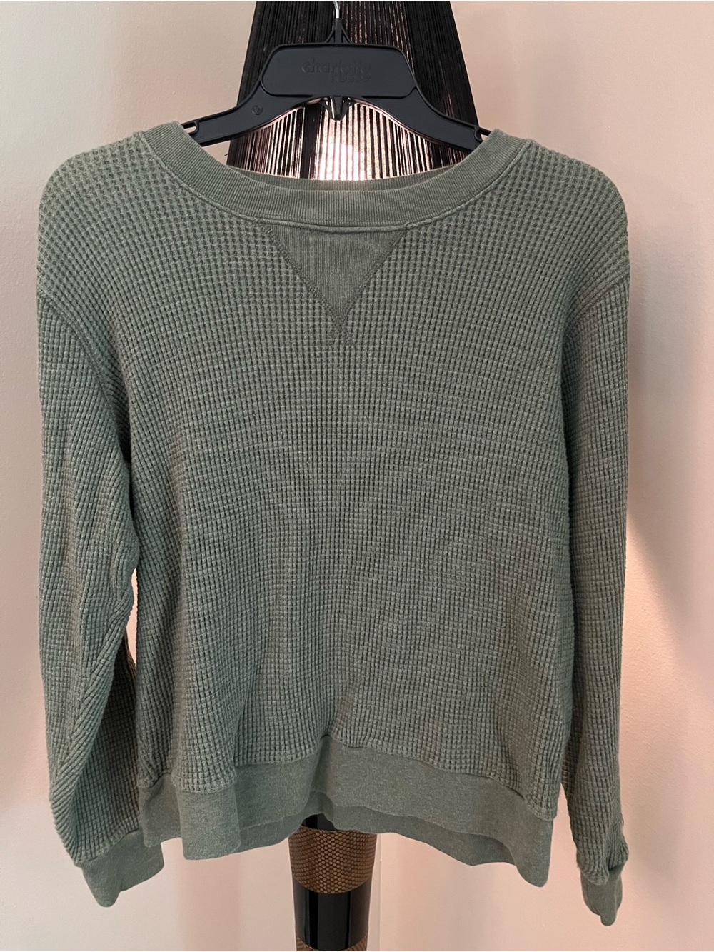 J. Crew Waffle-Knit Crewneck Sweater — Sage Green